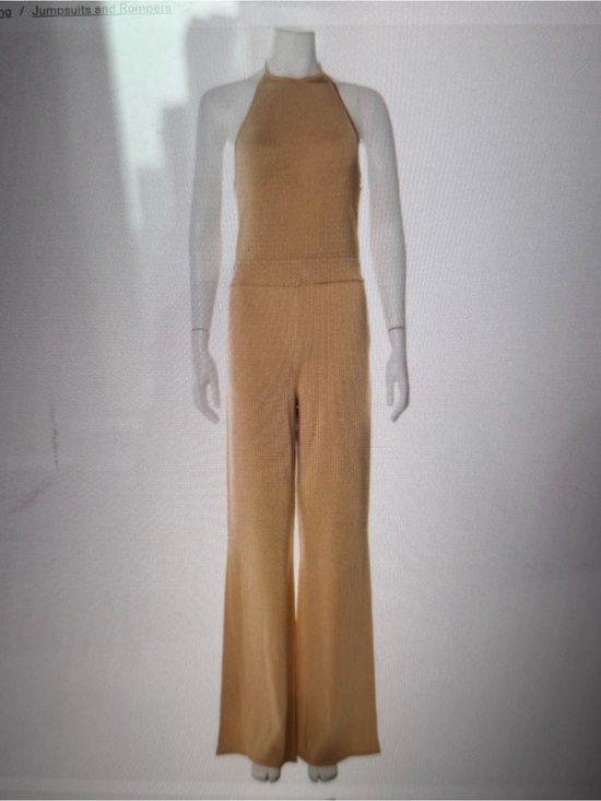 INTERMIX Pants - INTERMIX Gold Halter Wide Leg Evening Jumpsuit Women's P
